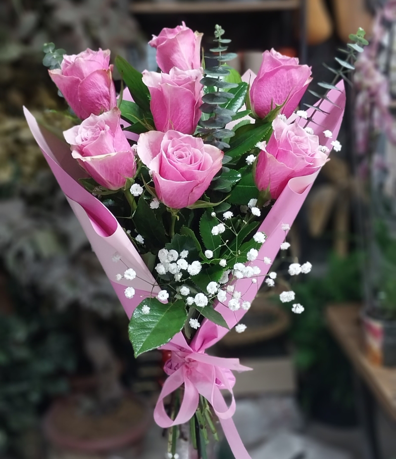 7 Pembe ithal gül 